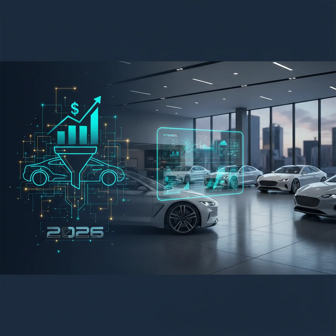 Automatyzacja sprzedaży salonu samochodowego 2026 - ilustracja przedstawiająca Interfejs automatyzacja wyświetlony na ekranie smartfona