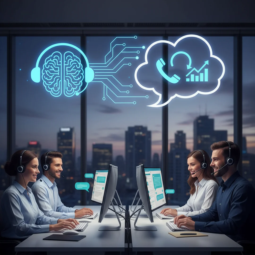 Chatbot do pozyskiwania leadów call center - ilustracja przedstawiająca Interfejs chatbot wyświetlony na ekranie smartfona