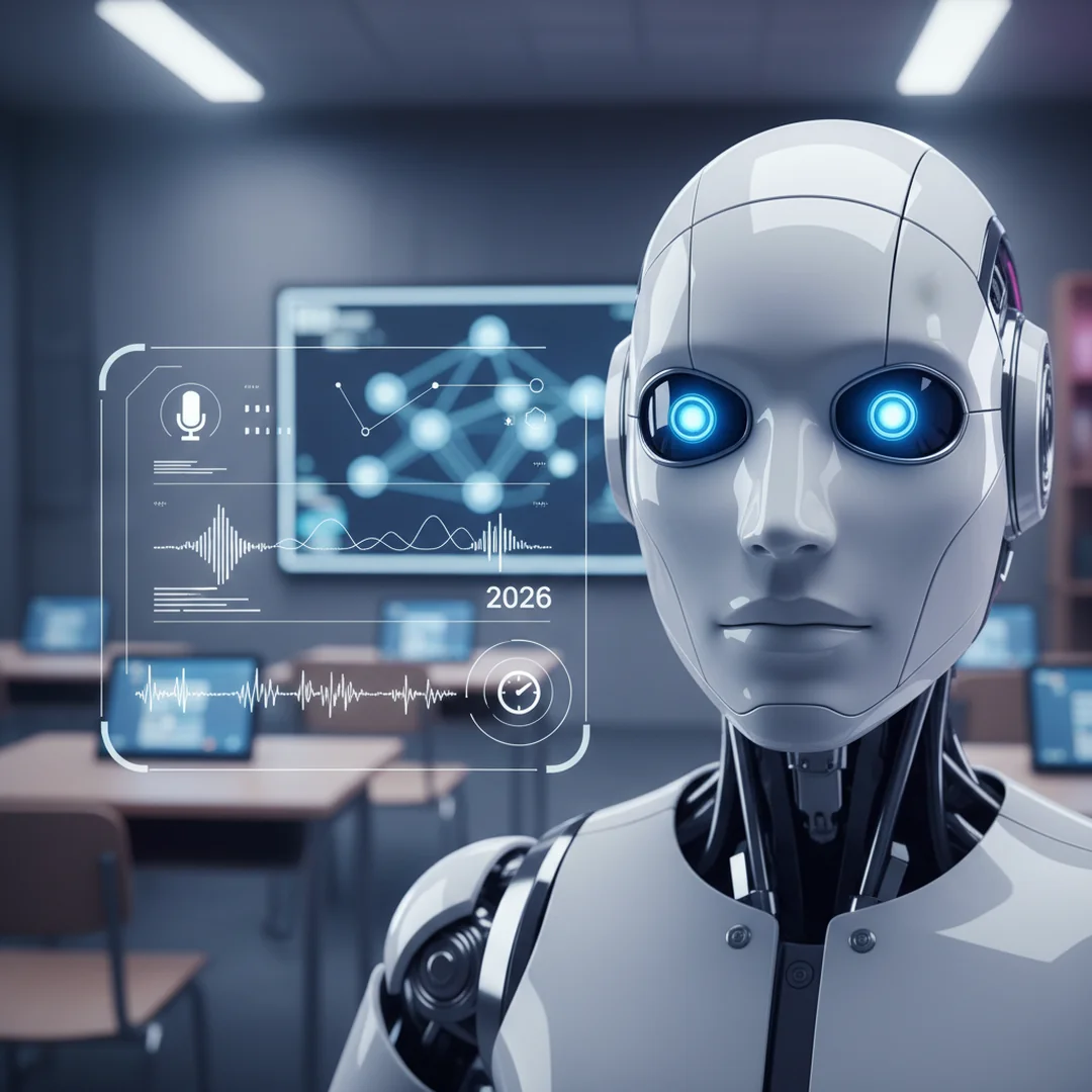 Voicebot dla szkoły - Automatyzacja komunikacji 2026 - ilustracja przedstawiająca Interfejs voicebot wyświetlony na ekranie smartfona