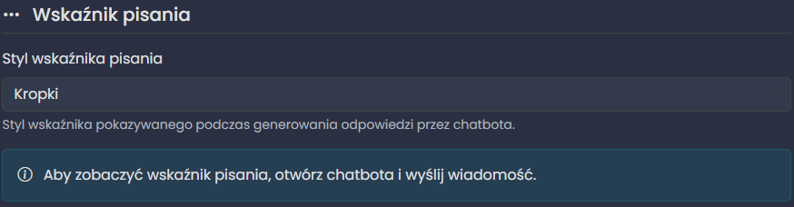 Panel konfiguracji wskaźnika pisania