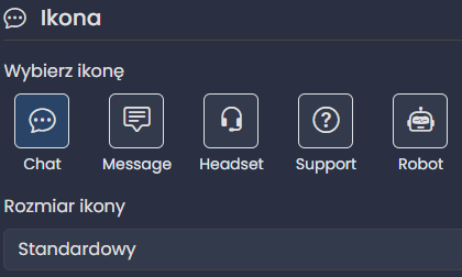 Panel wyboru ikon widgetu